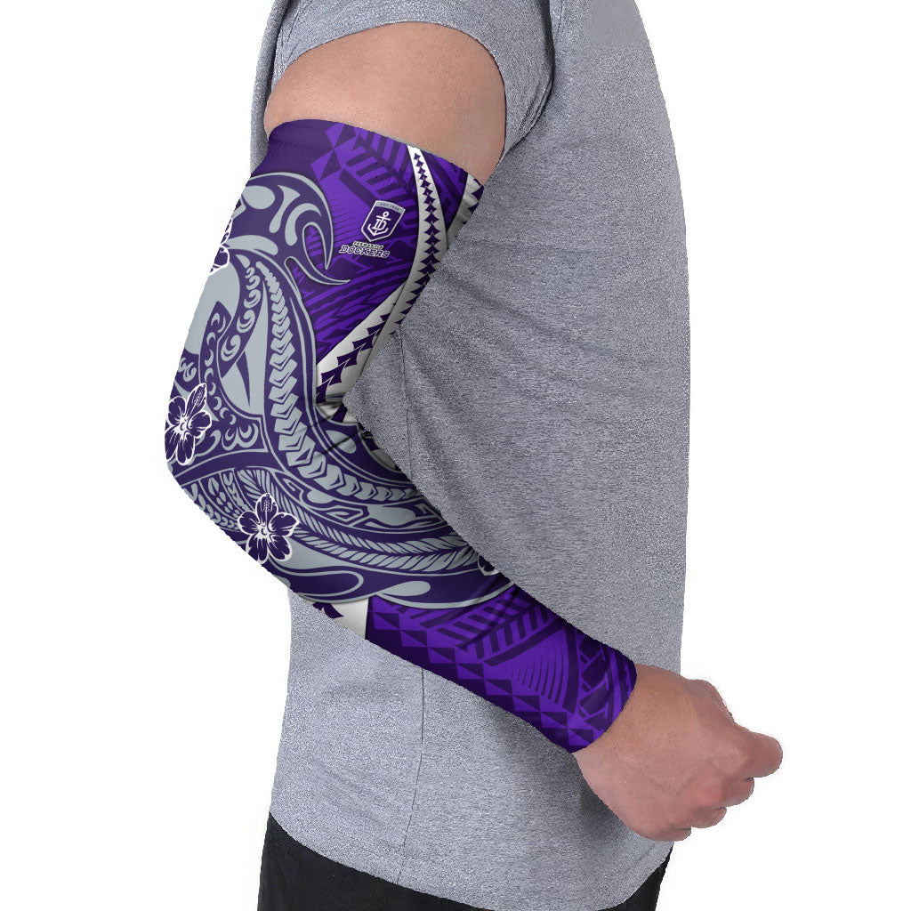 Personalized Fremantle Dockers Arm Sleeves Polynesian Tribal Freo Mascot With Hibiscus Floral Art