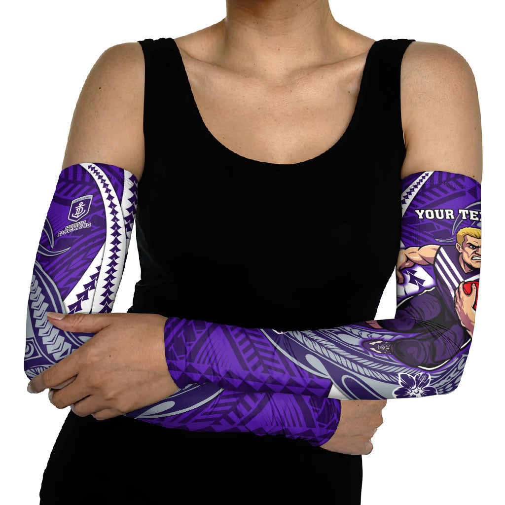 Personalized Fremantle Dockers Arm Sleeves Polynesian Tribal Freo Mascot With Hibiscus Floral Art