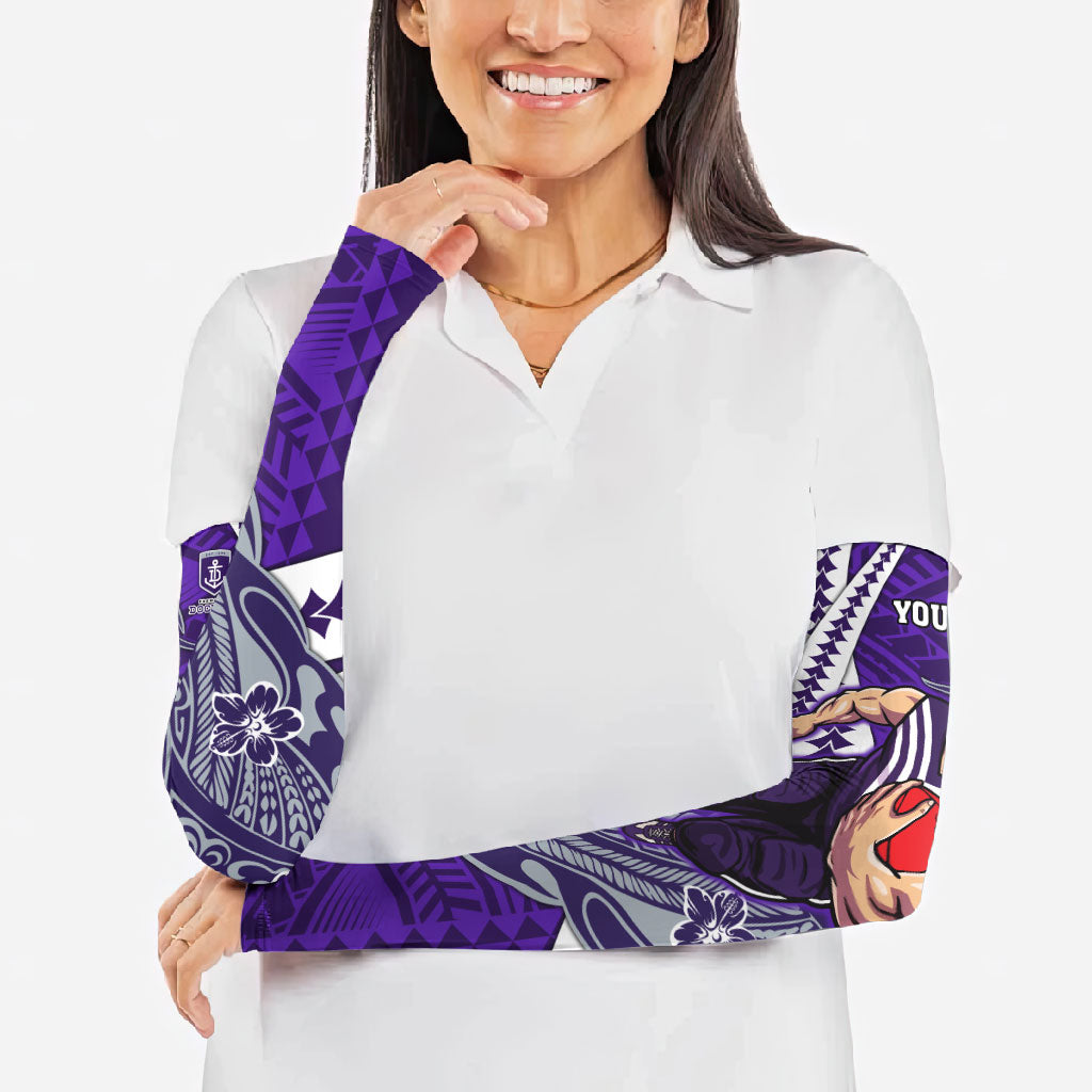 Personalized Fremantle Dockers Arm Sleeves Polynesian Tribal Freo Mascot With Hibiscus Floral Art
