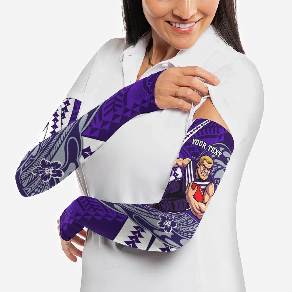 Personalized Fremantle Dockers Arm Sleeves Polynesian Tribal Freo Mascot With Hibiscus Floral Art