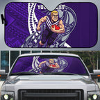 Personalized Fremantle Dockers Auto Sun Shade Polynesian Tribal Freo Mascot With Hibiscus Floral Art