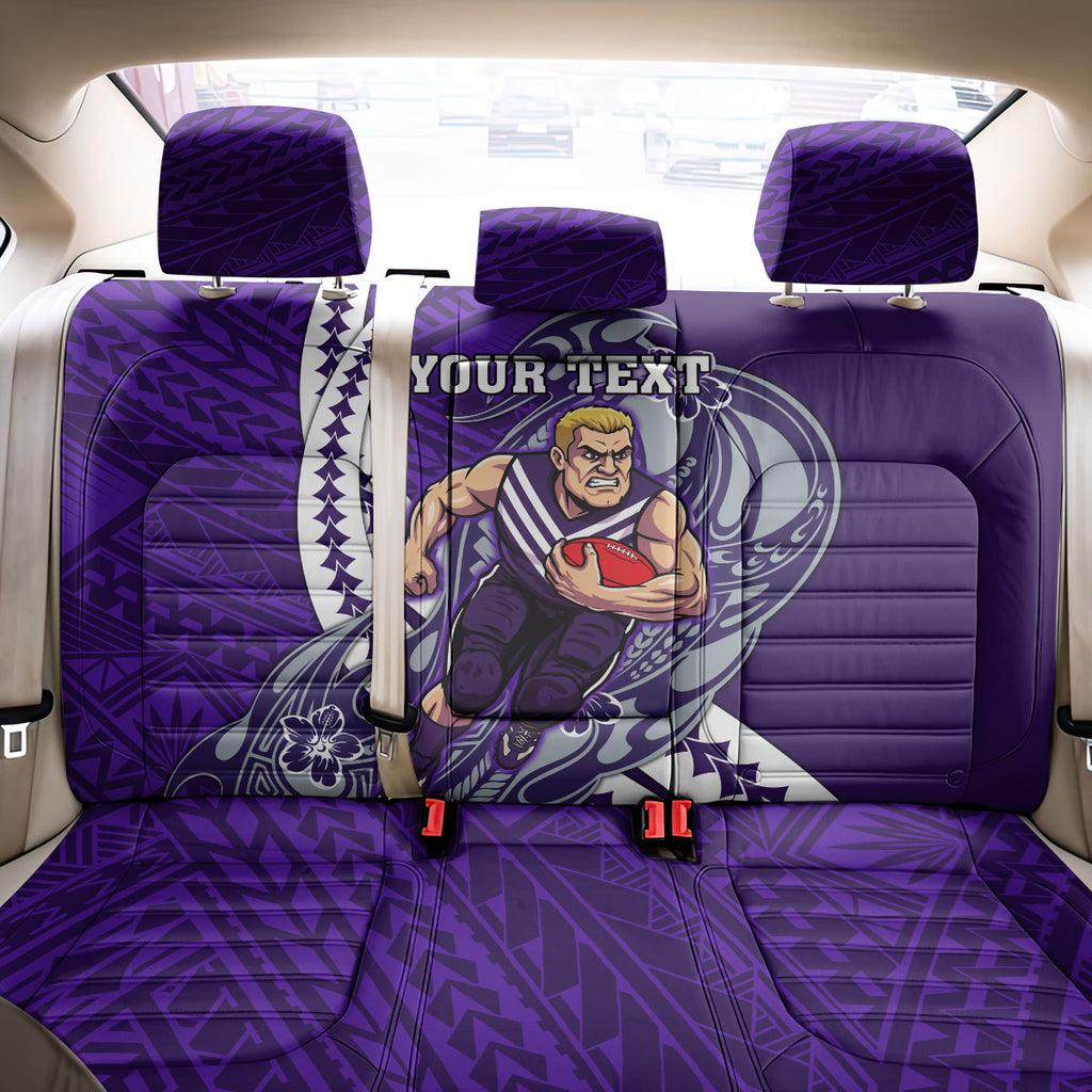 Personalized Fremantle Dockers Back Car Seat Cover Polynesian Tribal Freo Mascot With Hibiscus Floral Art