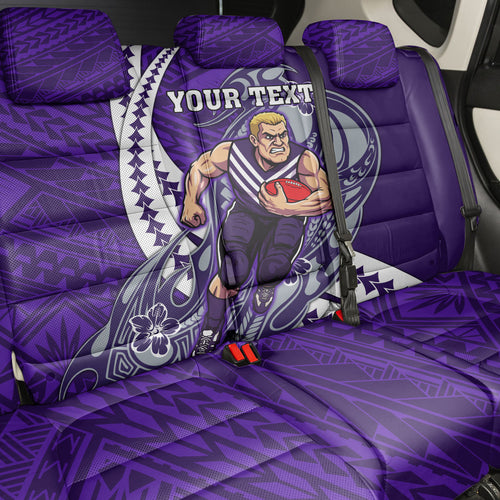 Personalized Fremantle Dockers Back Car Seat Cover Polynesian Tribal Freo Mascot With Hibiscus Floral Art