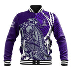 Personalized Fremantle Dockers Baseball Jacket Polynesian Tribal Freo Mascot With Hibiscus Floral Art