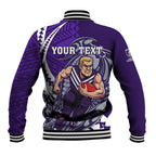 Personalized Fremantle Dockers Baseball Jacket Polynesian Tribal Freo Mascot With Hibiscus Floral Art
