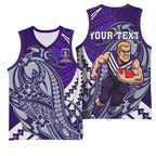 Personalized Fremantle Dockers Basketball Jersey Polynesian Tribal Freo Mascot With Hibiscus Floral Art