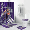 Personalized Fremantle Dockers Bathroom Set Polynesian Tribal Freo Mascot With Hibiscus Floral Art