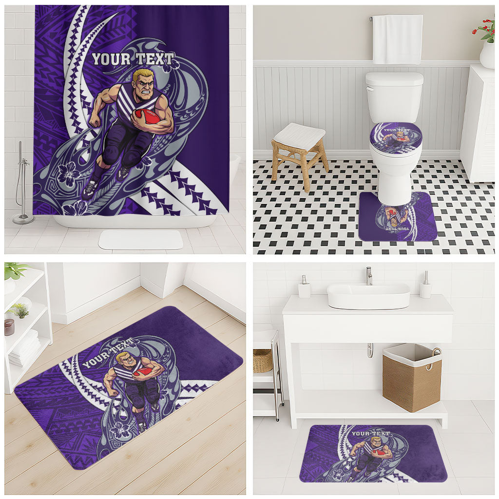 Personalized Fremantle Dockers Bathroom Set Polynesian Tribal Freo Mascot With Hibiscus Floral Art