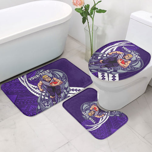 Personalized Fremantle Dockers Bathroom Set Polynesian Tribal Freo Mascot With Hibiscus Floral Art