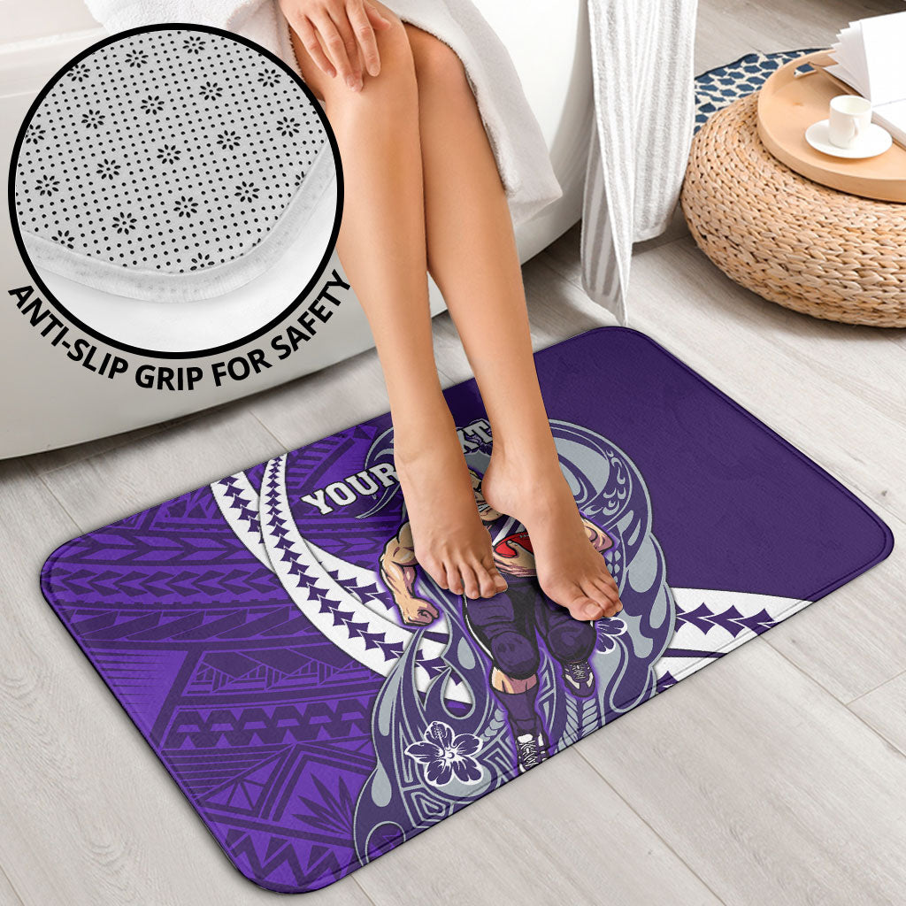Personalized Fremantle Dockers Bathroom Set Polynesian Tribal Freo Mascot With Hibiscus Floral Art