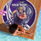 Personalized Fremantle Dockers Beach Blanket Polynesian Tribal Freo Mascot With Hibiscus Floral Art