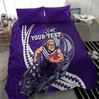 Personalized Fremantle Dockers Bedding Set Polynesian Tribal Freo Mascot With Hibiscus Floral Art