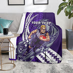 Personalized Fremantle Dockers Blanket Polynesian Tribal Freo Mascot With Hibiscus Floral Art