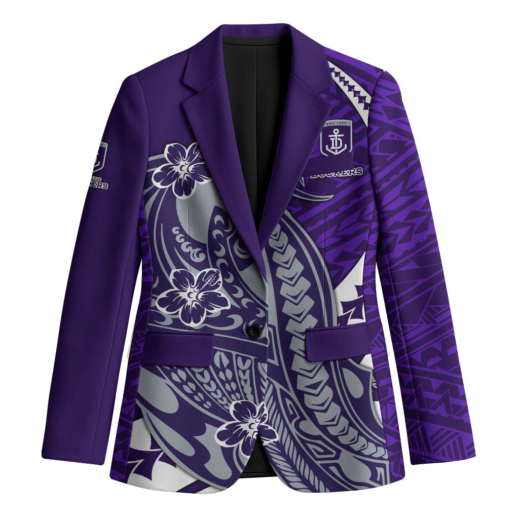 Personalized Fremantle Dockers Blazer Polynesian Tribal Freo Mascot With Hibiscus Floral Art