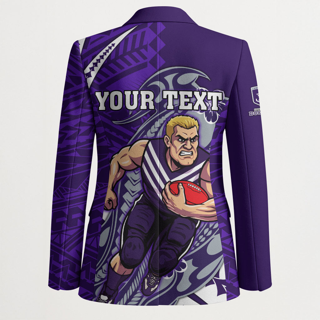 Personalized Fremantle Dockers Blazer Polynesian Tribal Freo Mascot With Hibiscus Floral Art