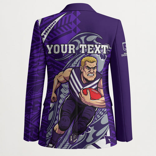 Personalized Fremantle Dockers Blazer Polynesian Tribal Freo Mascot With Hibiscus Floral Art