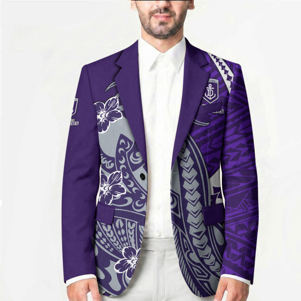 Personalized Fremantle Dockers Blazer Polynesian Tribal Freo Mascot With Hibiscus Floral Art