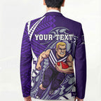 Personalized Fremantle Dockers Blazer Polynesian Tribal Freo Mascot With Hibiscus Floral Art
