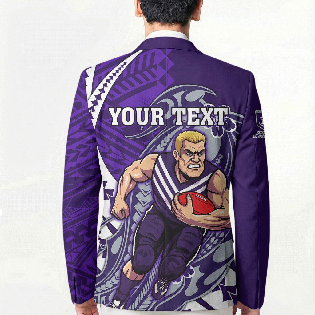 Personalized Fremantle Dockers Blazer Polynesian Tribal Freo Mascot With Hibiscus Floral Art