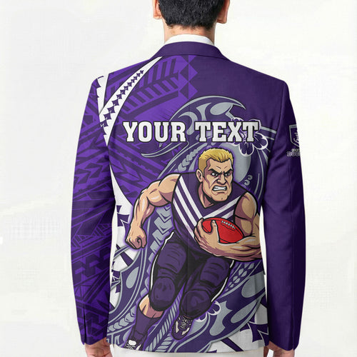 Personalized Fremantle Dockers Blazer Polynesian Tribal Freo Mascot With Hibiscus Floral Art