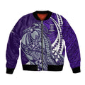 Personalized Fremantle Dockers Bomber Jacket Polynesian Tribal Freo Mascot With Hibiscus Floral Art