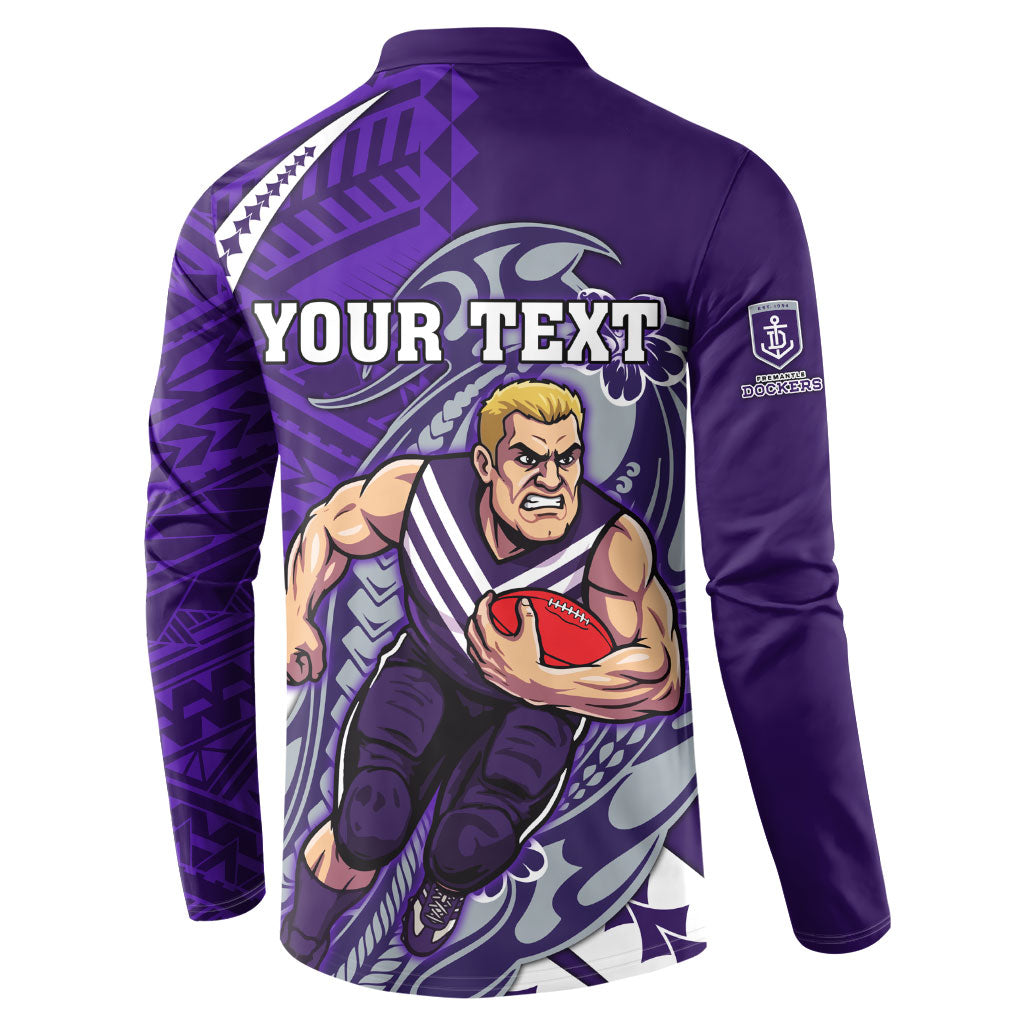 Personalized Fremantle Dockers Button Sweatshirt Polynesian Tribal Freo Mascot With Hibiscus Floral Art