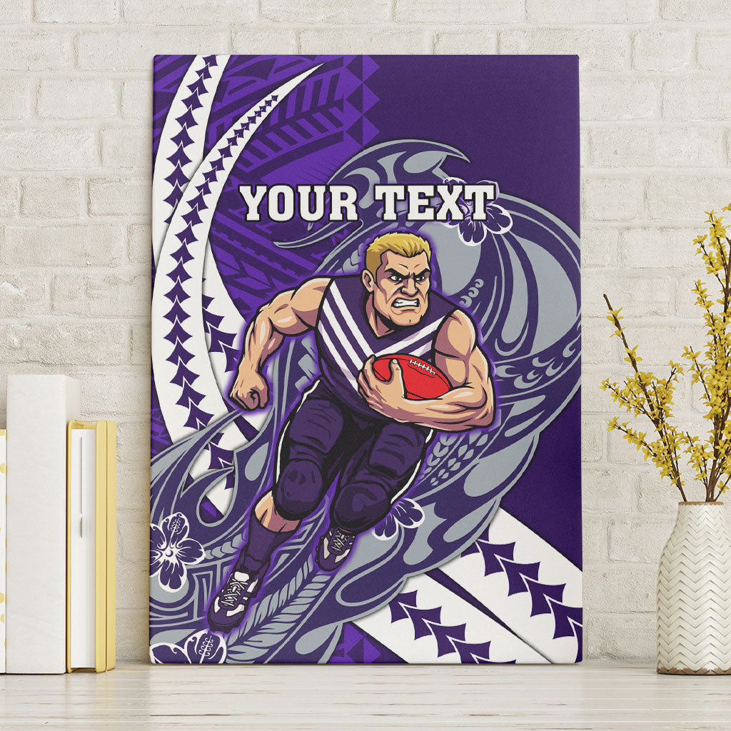 Personalized Fremantle Dockers Canvas Wall Art Polynesian Tribal Freo Mascot With Hibiscus Floral Art