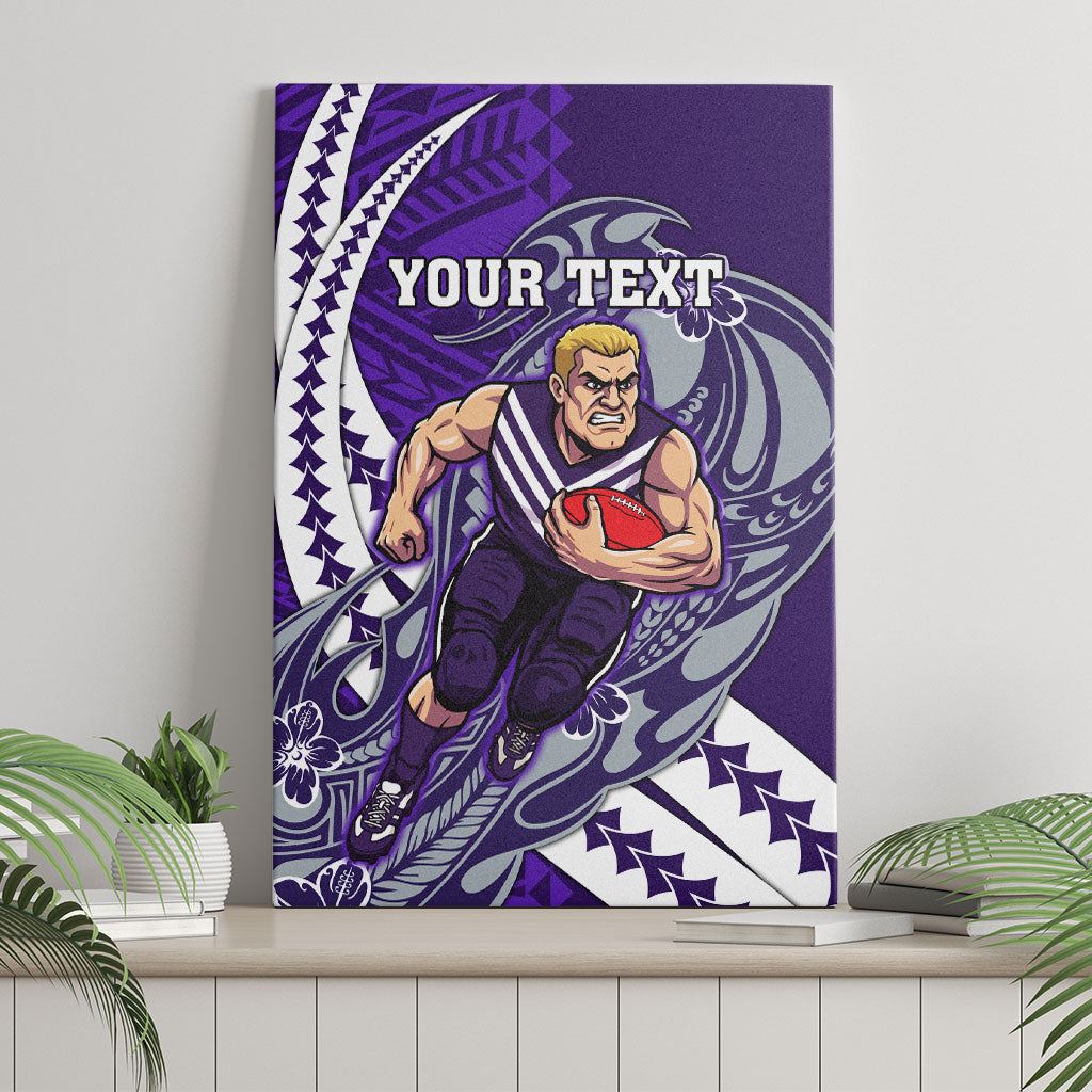 Personalized Fremantle Dockers Canvas Wall Art Polynesian Tribal Freo Mascot With Hibiscus Floral Art