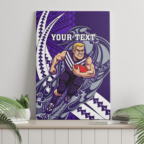 Personalized Fremantle Dockers Canvas Wall Art Polynesian Tribal Freo Mascot With Hibiscus Floral Art