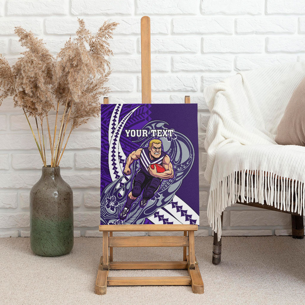Personalized Fremantle Dockers Canvas Wall Art Polynesian Tribal Freo Mascot With Hibiscus Floral Art