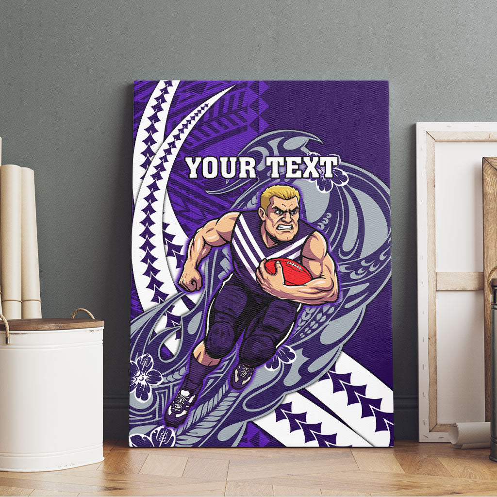 Personalized Fremantle Dockers Canvas Wall Art Polynesian Tribal Freo Mascot With Hibiscus Floral Art