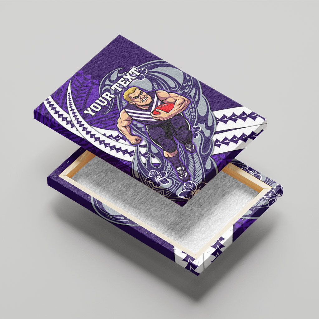 Personalized Fremantle Dockers Canvas Wall Art Polynesian Tribal Freo Mascot With Hibiscus Floral Art