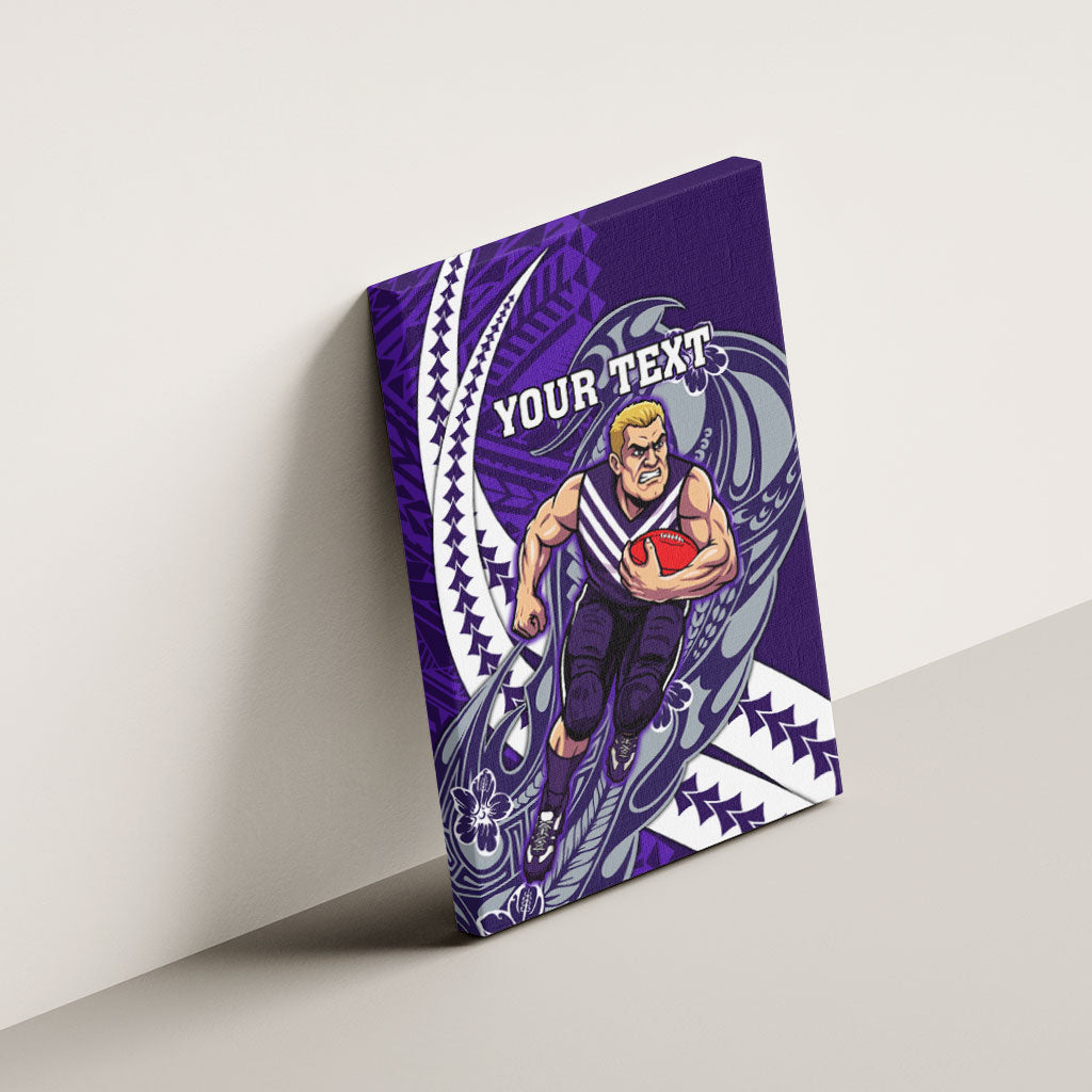 Personalized Fremantle Dockers Canvas Wall Art Polynesian Tribal Freo Mascot With Hibiscus Floral Art