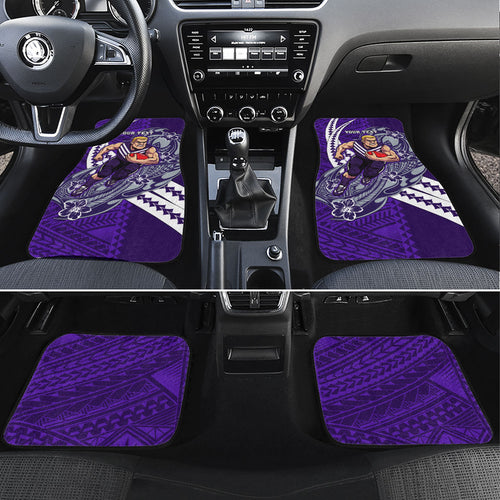 Personalized Fremantle Dockers Car Mats Polynesian Tribal Freo Mascot With Hibiscus Floral Art