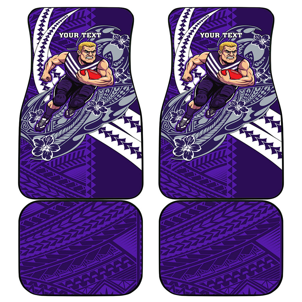 Personalized Fremantle Dockers Car Mats Polynesian Tribal Freo Mascot With Hibiscus Floral Art