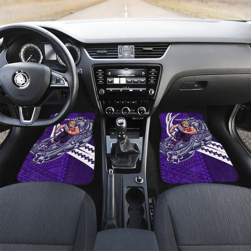 Personalized Fremantle Dockers Car Mats Polynesian Tribal Freo Mascot With Hibiscus Floral Art