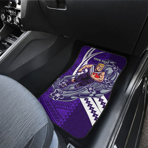 Personalized Fremantle Dockers Car Mats Polynesian Tribal Freo Mascot With Hibiscus Floral Art