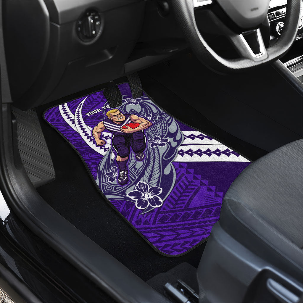 Personalized Fremantle Dockers Car Mats Polynesian Tribal Freo Mascot With Hibiscus Floral Art
