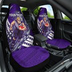 Personalized Fremantle Dockers Car Seat Cover Polynesian Tribal Freo Mascot With Hibiscus Floral Art