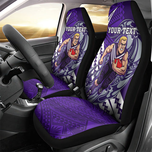 Personalized Fremantle Dockers Car Seat Cover Polynesian Tribal Freo Mascot With Hibiscus Floral Art