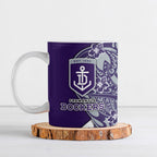 Personalized Fremantle Dockers Ceramic Mug Polynesian Tribal Freo Mascot With Hibiscus Floral Art