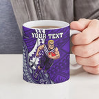 Personalized Fremantle Dockers Ceramic Mug Polynesian Tribal Freo Mascot With Hibiscus Floral Art