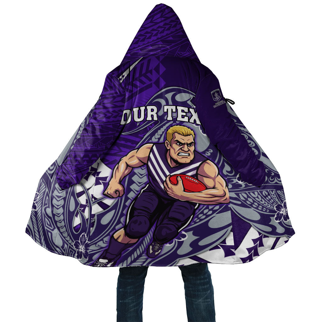 Personalized Fremantle Dockers Cloak Polynesian Tribal Freo Mascot With Hibiscus Floral Art