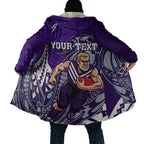 Personalized Fremantle Dockers Cloak Polynesian Tribal Freo Mascot With Hibiscus Floral Art