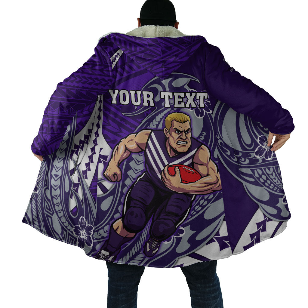 Personalized Fremantle Dockers Cloak Polynesian Tribal Freo Mascot With Hibiscus Floral Art