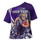 Personalized Fremantle Dockers Cross Shoulder Shirt Polynesian Tribal Freo Mascot With Hibiscus Floral Art