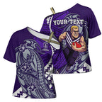 Personalized Fremantle Dockers Cross Shoulder Shirt Polynesian Tribal Freo Mascot With Hibiscus Floral Art