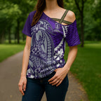 Personalized Fremantle Dockers Cross Shoulder Shirt Polynesian Tribal Freo Mascot With Hibiscus Floral Art