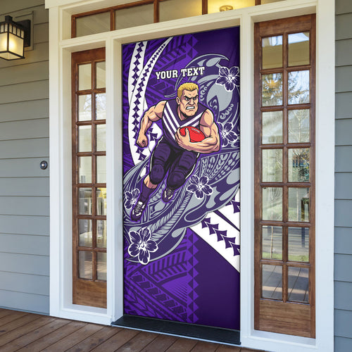 Personalized Fremantle Dockers Door Cover Polynesian Tribal Freo Mascot With Hibiscus Floral Art
