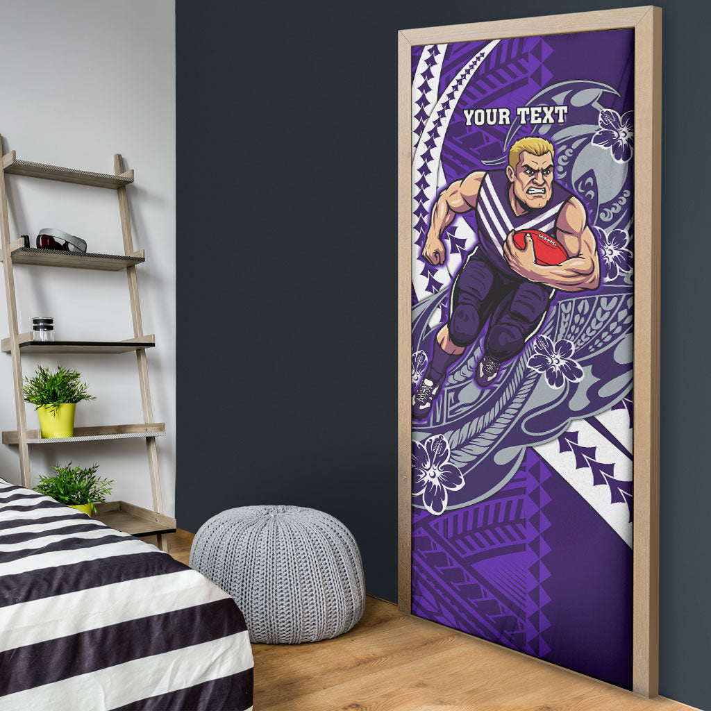 Personalized Fremantle Dockers Door Cover Polynesian Tribal Freo Mascot With Hibiscus Floral Art